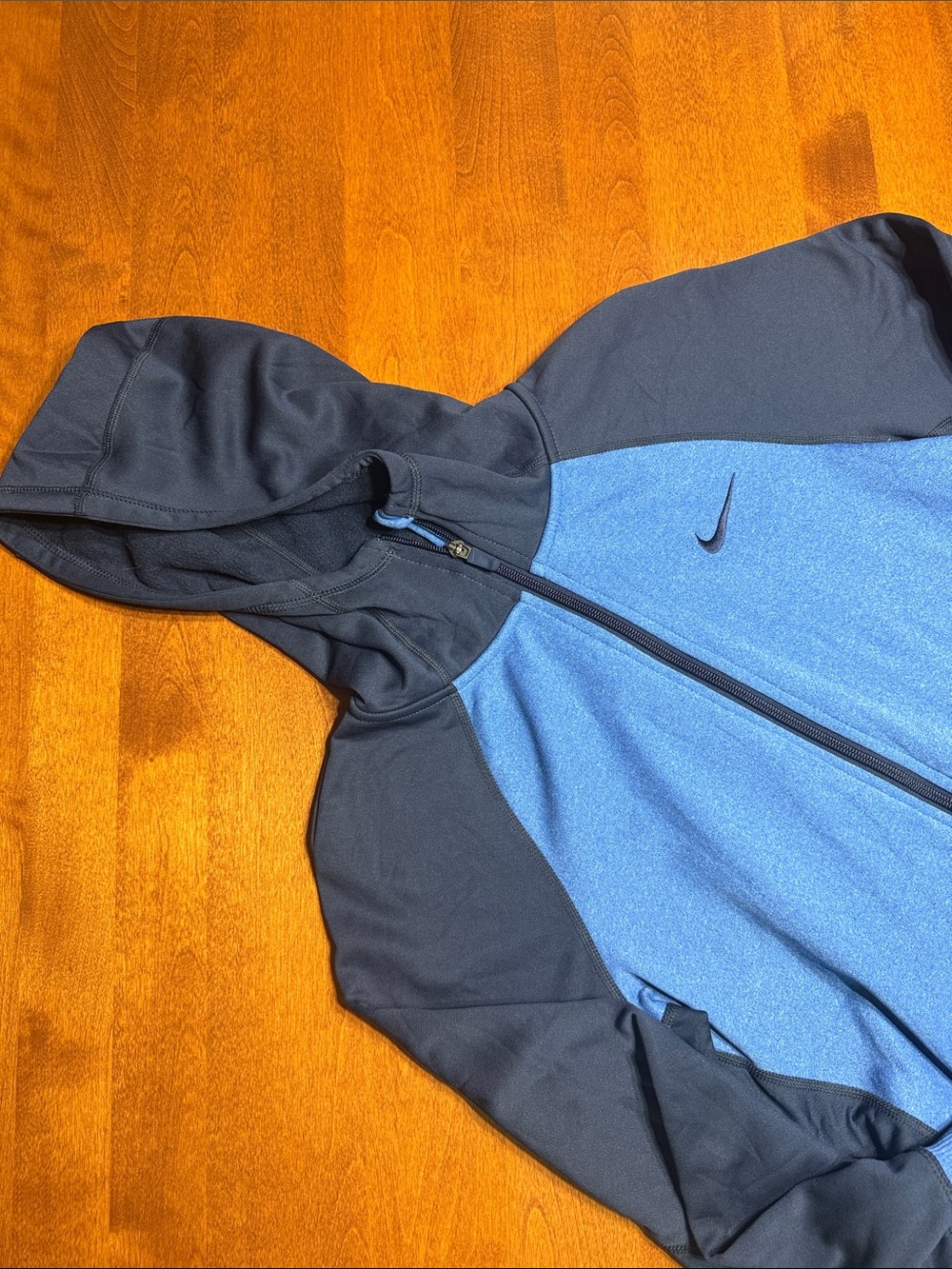 Nike Men's Blue and Navy Therma Fir Performance Zip-Up Hoodie Jacket